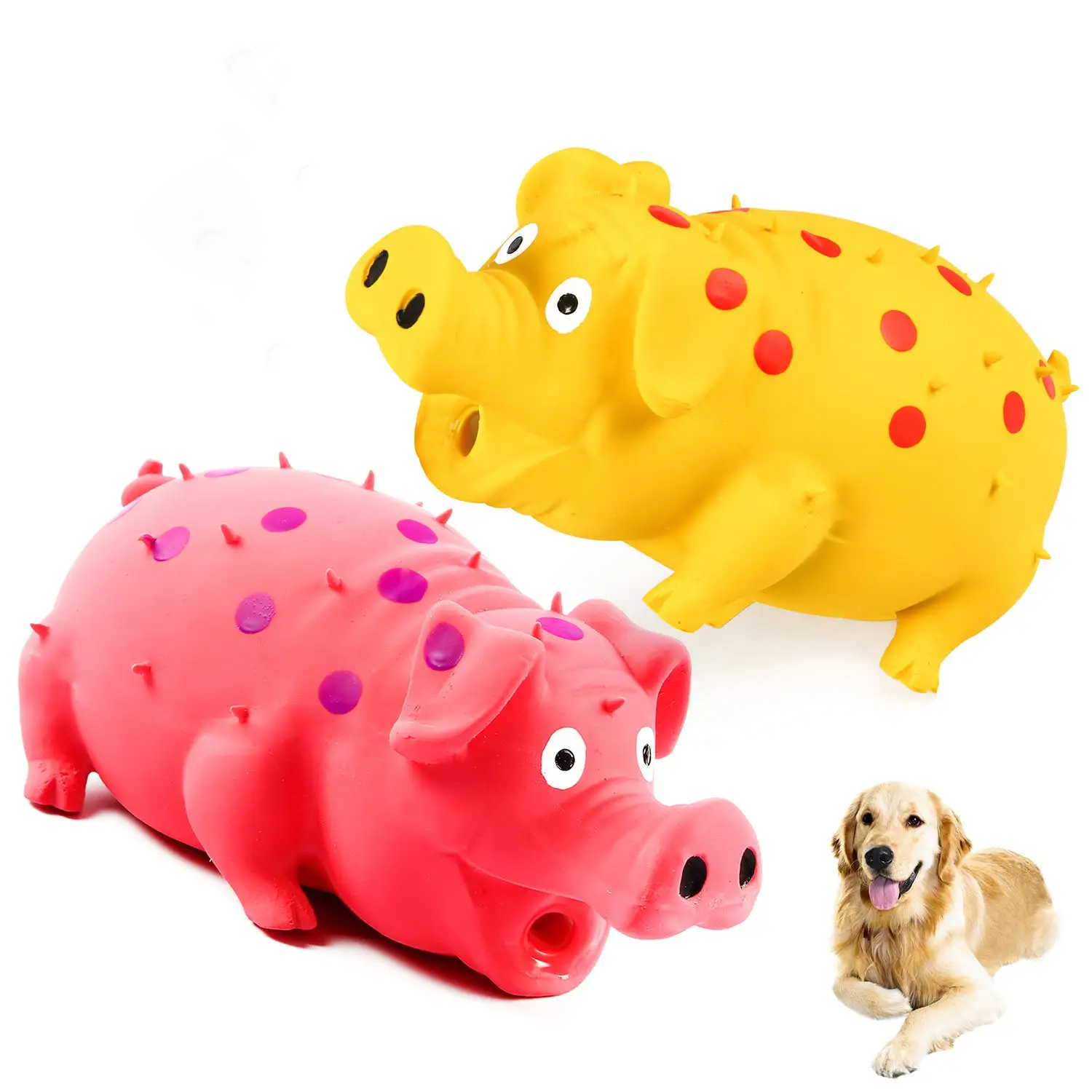 Colorful Latex Pig-shaped Pets Toys Built-in Whistle Cute Pig Grunting Soft Bite-resistant Chewing Squeak Teeth Cleaning Tool