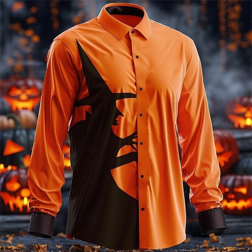 Halloween men shirt autumn winter yellow long sleeved party shirt Fashion plus size y2k top men free delivery 240829