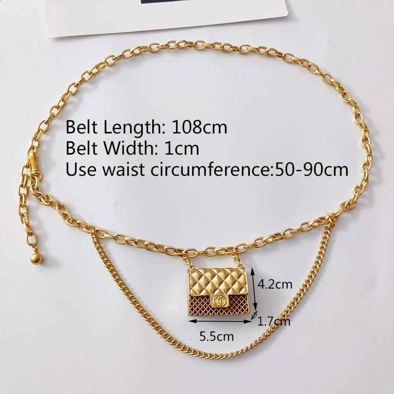 Chain Belt For Women Mini Waist Gold Metal Bag Hollowed Out Waistband Tassel Body Jewelry Accessories 240830Z