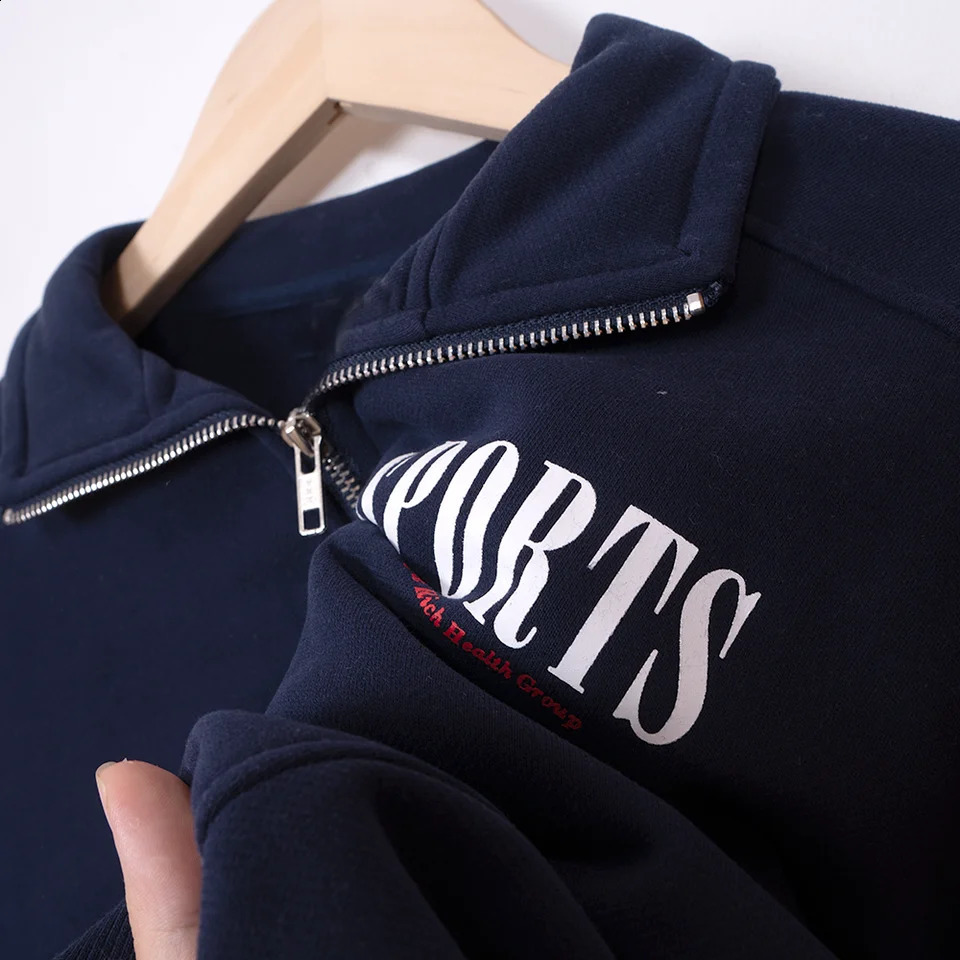 ZESSAM Sports Letter Graphic Print Sweatshirt Women TurnDown Collar Long Sleeve Sporty Female Pullover Vintage Casual Lady Top 240827