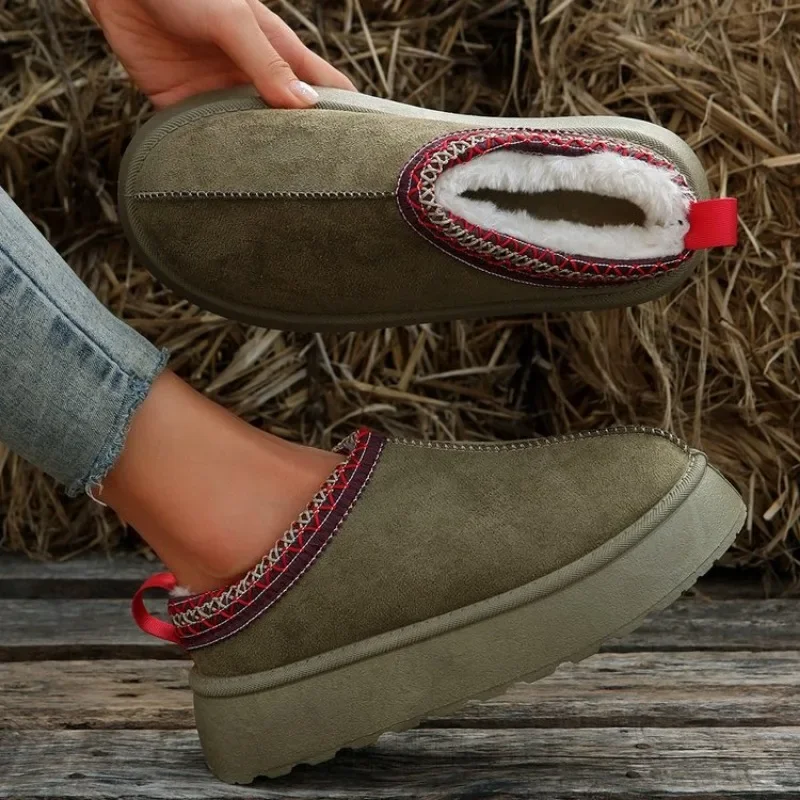 Winter New Retro Women Snow Warm Suede Leather Lazy Loafers Woman Lady Female Flat Bottine Botas Boots Shoes 2023 e53e