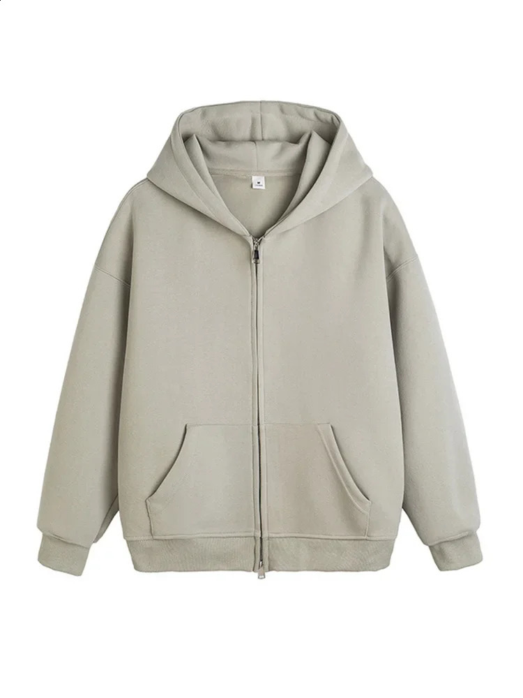 AutumnWinter Womens Street Fashion Hoodie Retro Sweater Loose Long Sleeve Zipper Pocket 240827