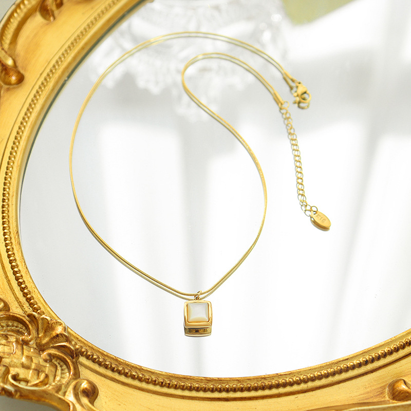 Scallop Heart Necklace Pendant, Tarnish-Free Gold Titanium Steel, Charm Volcano Love Jewelry 4 36d78