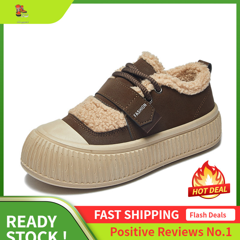 Ddmysports Winter Plush White New Korean Edition Ins Female Students Warm And Eight Increasing Sports Board Shoes Street Shot XT OUTDOOR