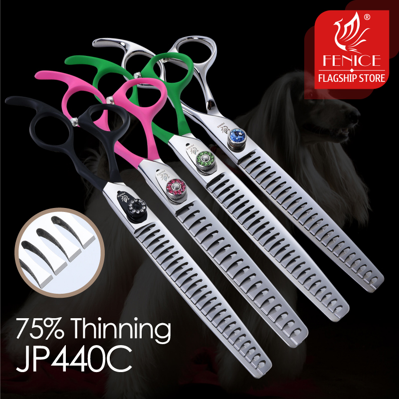 Fenice Pet Scissors 7/7.5/8 inch Dog Grooming Chunker Shark Scissors Trimming Thinning Shears Thinning Rate about 75%