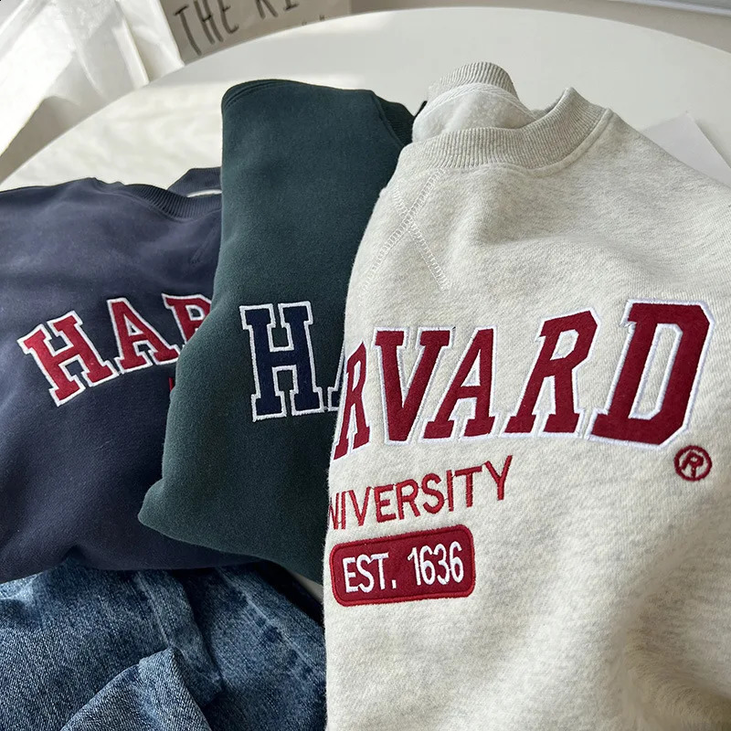 Heavy duty industrial letter embroidery plush casual sweater for women in spring and summer thick loose college style 240827