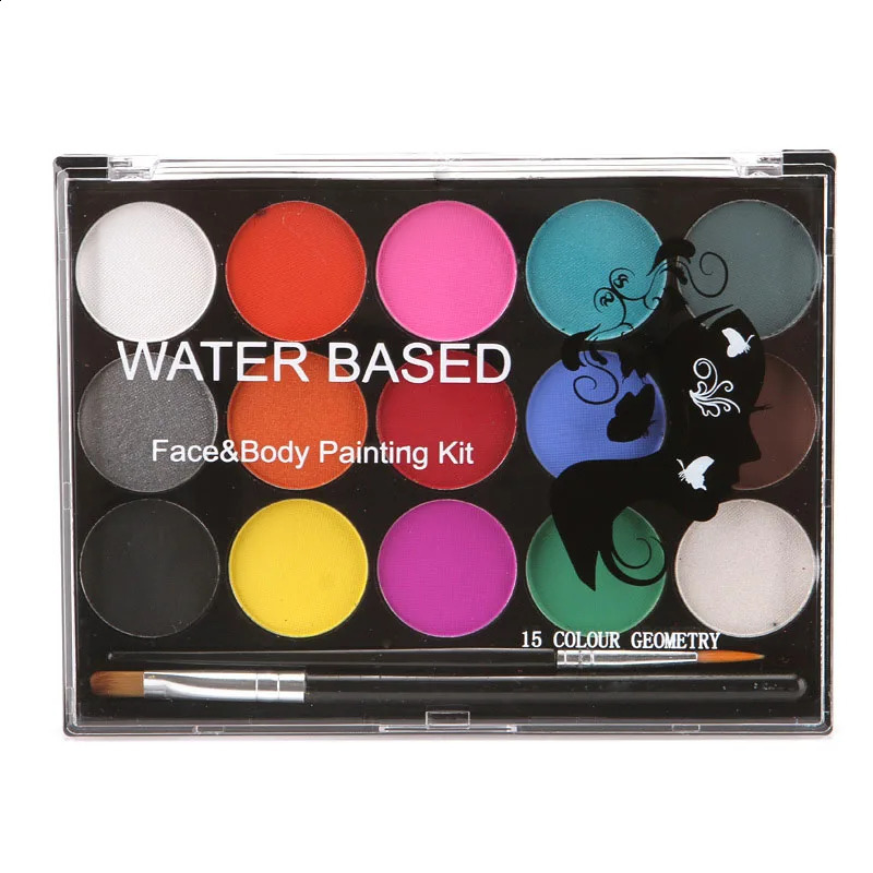 15 colors for and body painting non-toxic and safe watercolor oil with brushes Christmas and Halloween makeup party tools 240829
