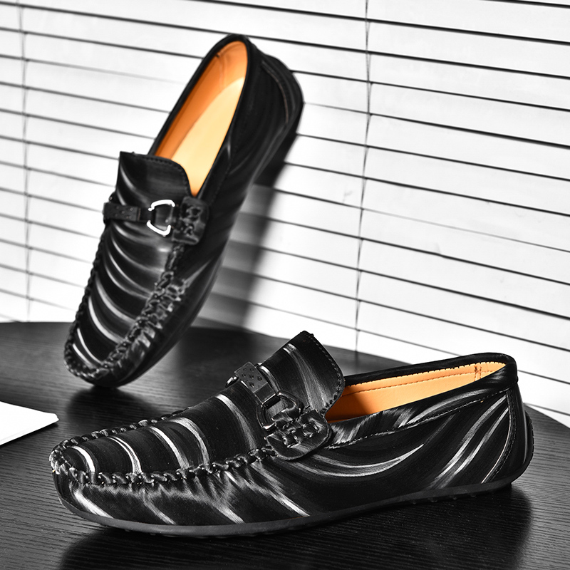 Leather Genuine Comfortable Driving Soft Sole Casual Trend Business Flat Shoes Men's Loafers 8495