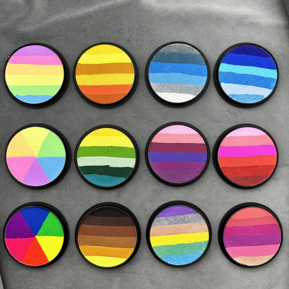 Fluorescent face painting rainbow split cake water activates eyeliner Halloween party fancy dress beauty makeup tool 240829