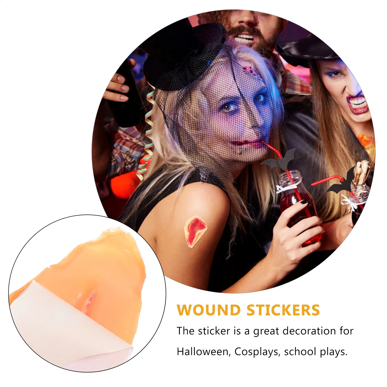 2PCS Halloween 3D Terrifying Wound Stickers Real Blood Scar Pattern Costume Party Body Decoration 240829