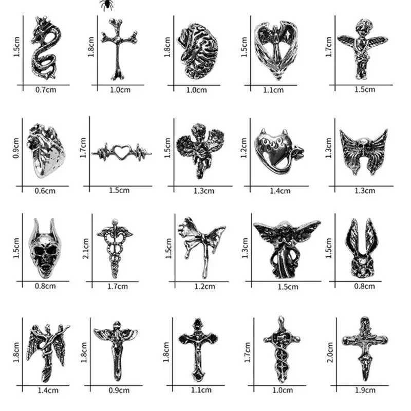 Dark Nail Art Accessories Durable Angel Metal Alloy Dark Series Nail Supplies and Hand Tools Cross Nail Art Jewelry Halloween 3D W240829