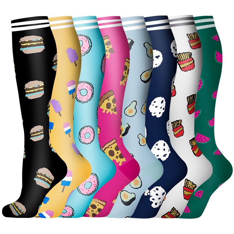 Sports calf pressure socks, outdoor cycling compression combination set, flower sports socks