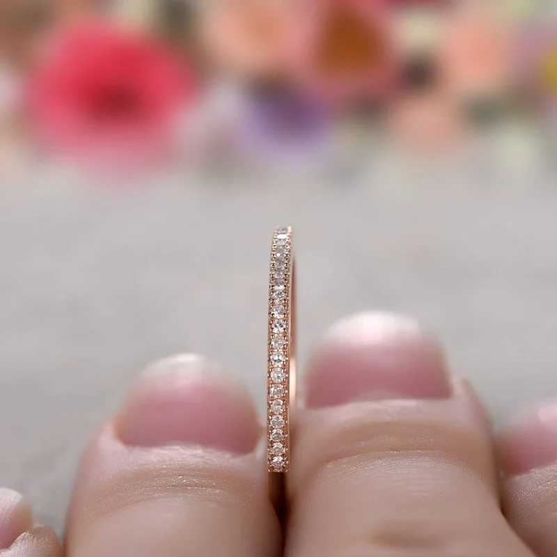 1.5mm Thin Semi Eternal CZ Stackable Ring Wedding Ring W240829