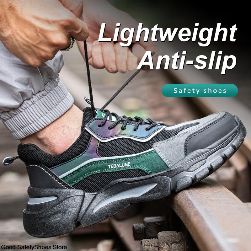 Lightweight Breathable Work Sneakers Anti-Smash Protective Men Women Steel Toe Shoes New Safety Footwear bb79