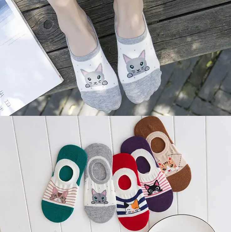 Men's Socks 5 Pairs Women Girls Cute Cartoon Cotton Socks Short Summer Ankle Socks Y240830N7AG