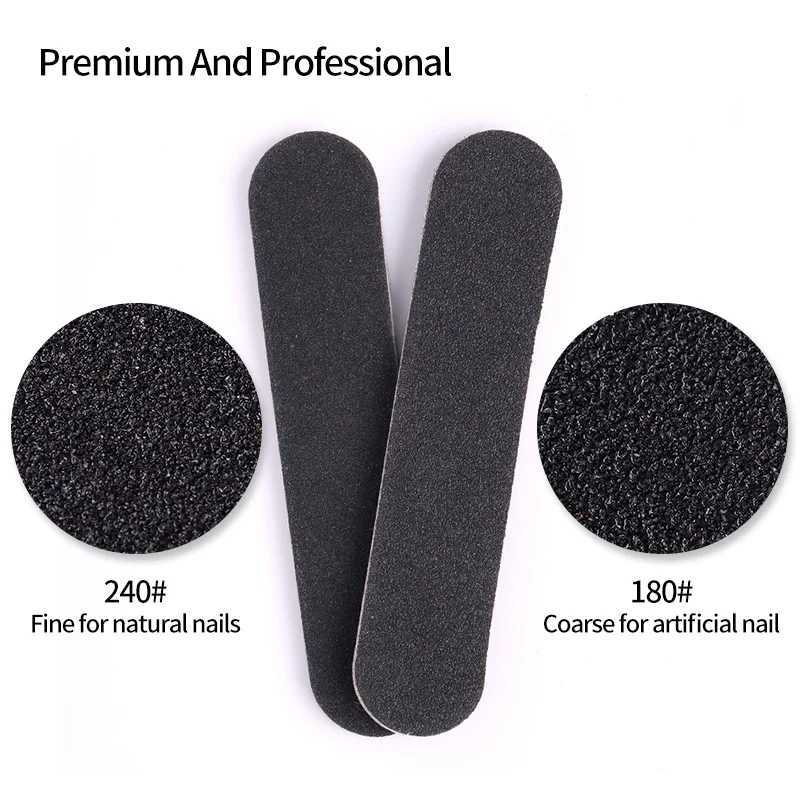 100/50/20/10/5/1 piece black professional mini nail file set washable frosted polished block nail art processing tool W240829