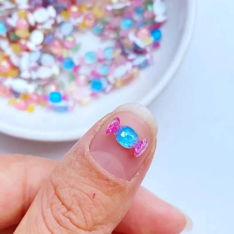 50 pieces of cute 3D resin nails mini colored candy nail accessories Kawaii DIY nail art decoration W240829