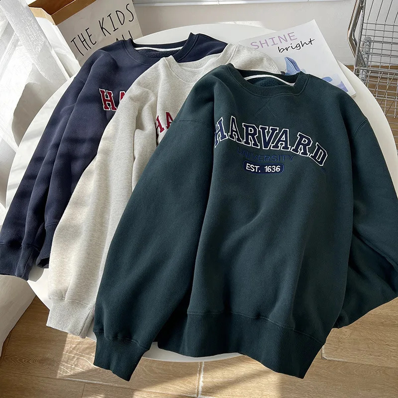 Heavy duty industrial letter embroidery plush casual sweater for women in spring and summer thick loose college style 240827