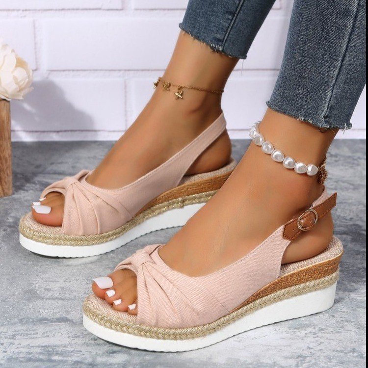 Sandals for Women Fashion Buckle Peep Toe Comfort Lightweight Wedges Sandals Summer Wear-resistant Women Office Wedding Sandals