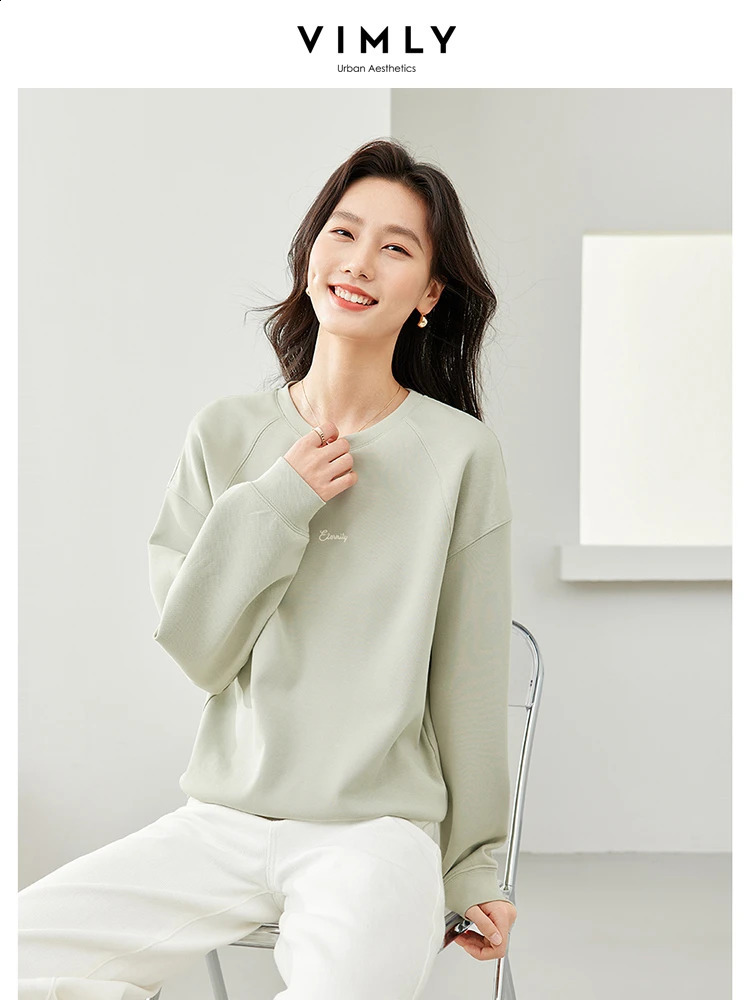 Vimly Womens Sportswear Spring Oneck Letter Embroidered Long Sleeve Top Casual Zipper Clothing M6556 240827