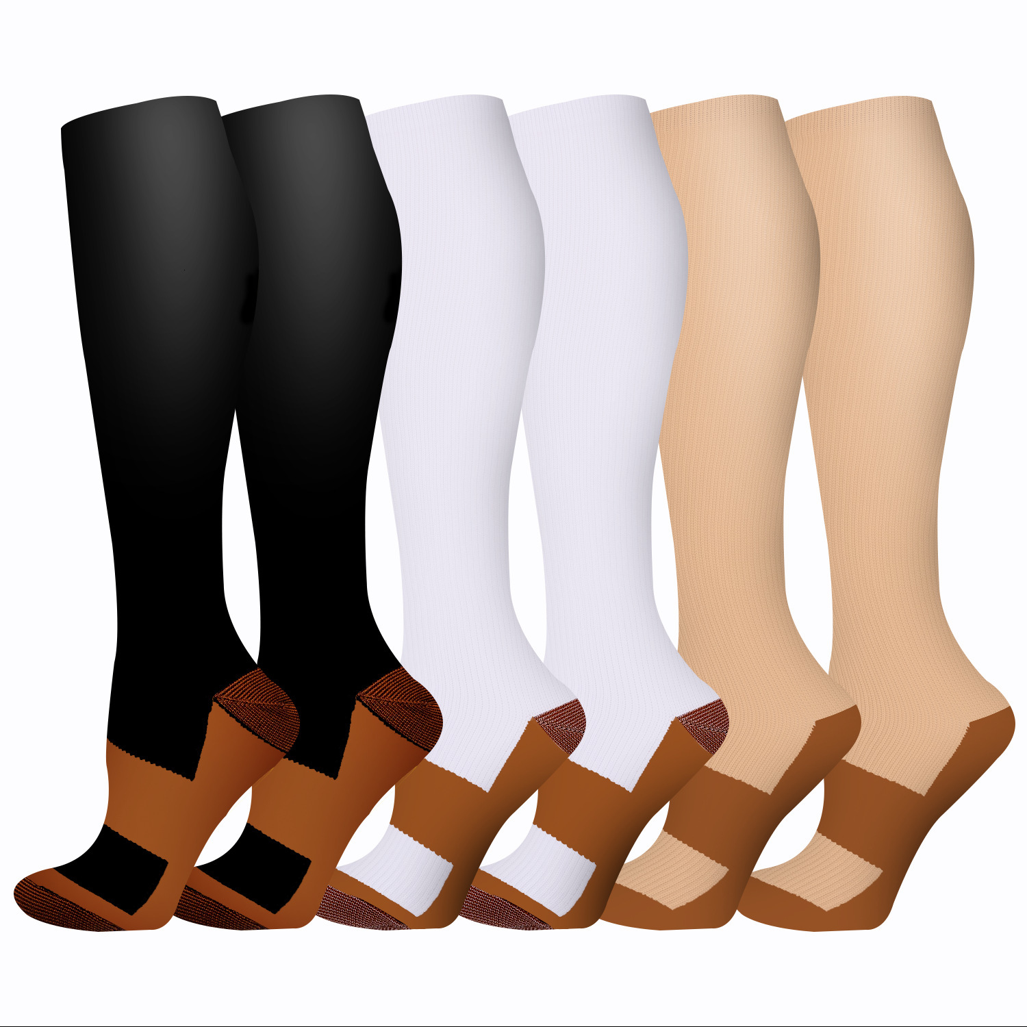 Open toe pressure outdoor sports calf running skipping rope socks, long tube shaping socks