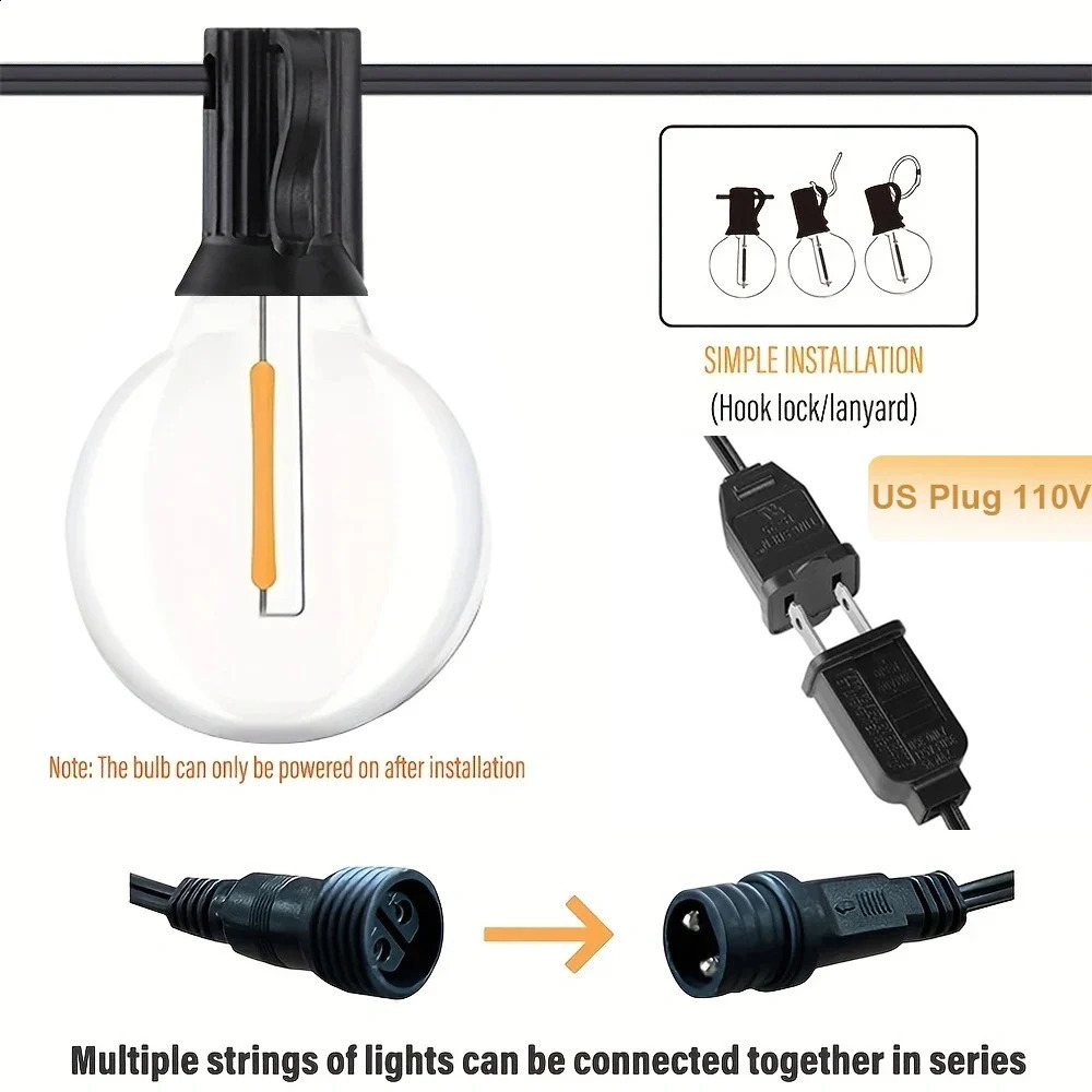 LED G40 Ball String Light Waterproof Outdoor Garden String Light Terrace Garden Bar Christmas Party Decoration 240829 ww - view 4