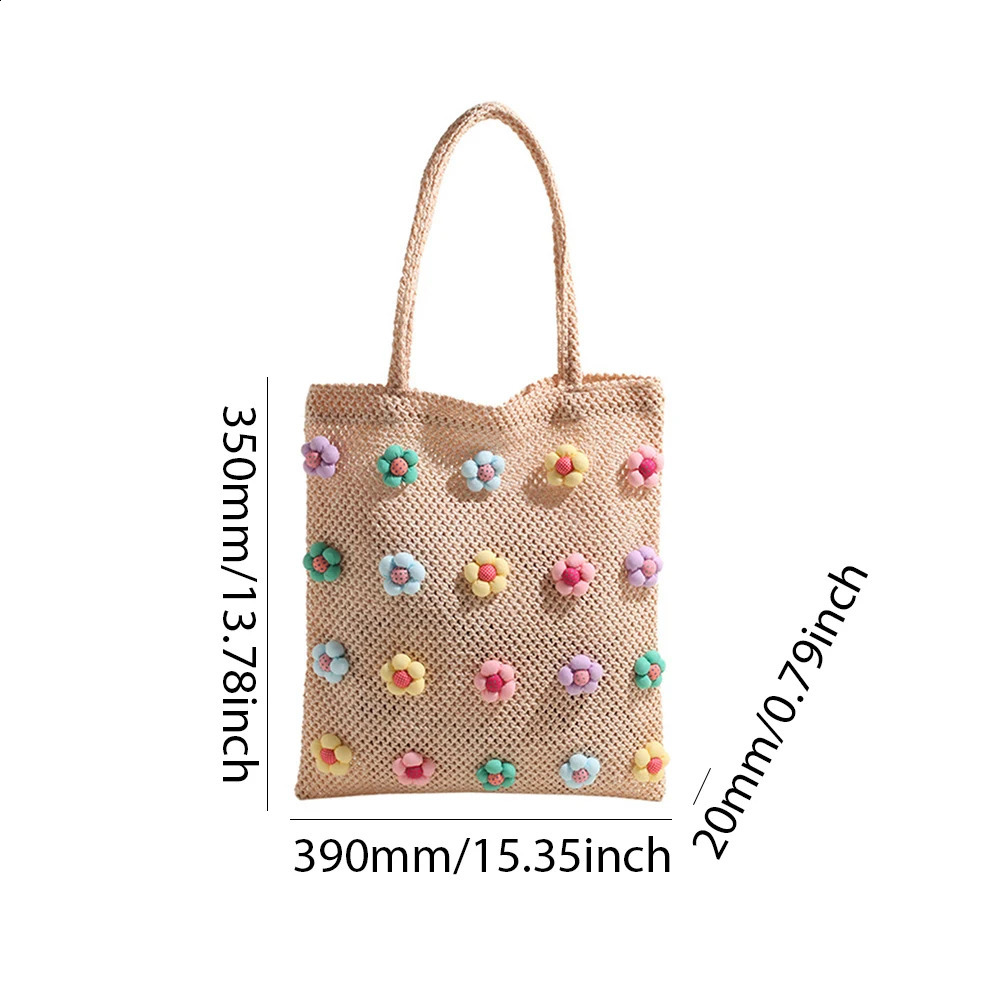 Sweet Flower Beach Bag large tote bag casual handbag vacation travel 240830