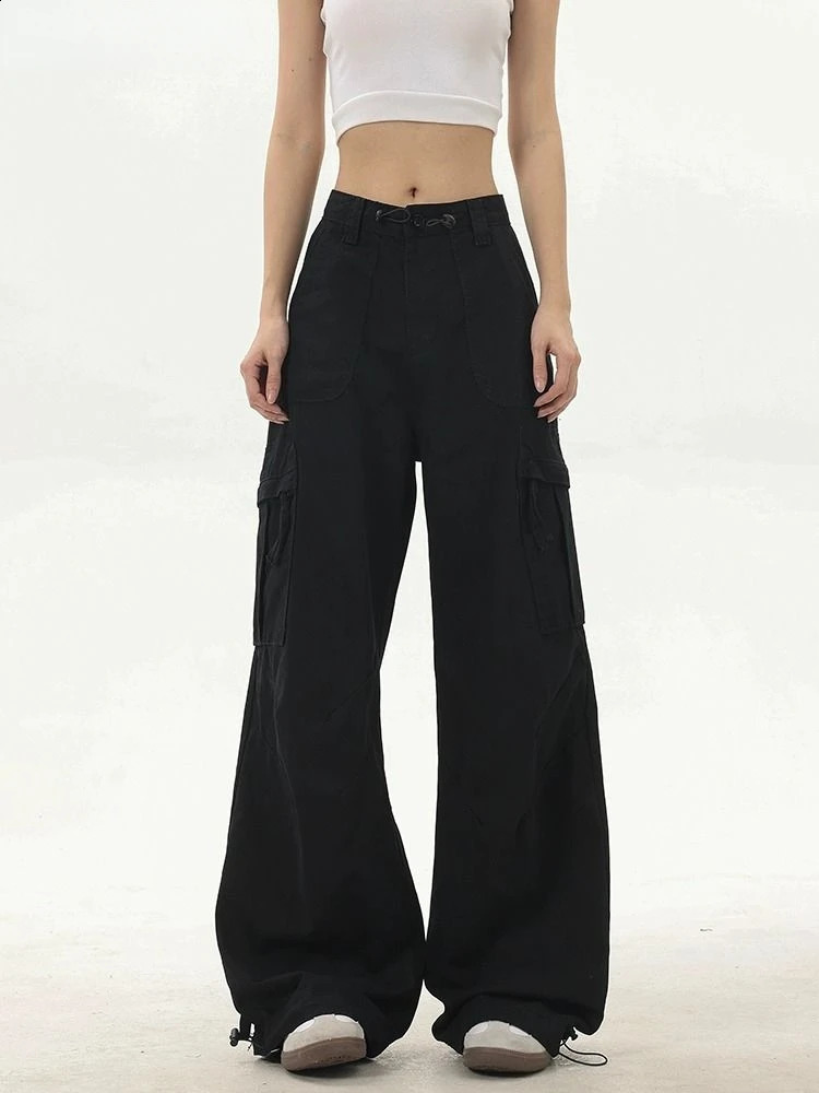 HOUZHOU Y2K vintage cargo pants womens bag high shooting jogging sports oversized Harajuku streetwear mens spring 240827