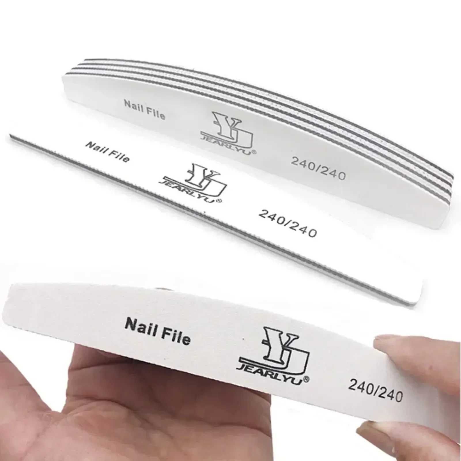 1 Nagelvijl 80 100 150 180 240 Gravel Nail File Moon Style Nail Polishing File Set Lime A Ongles Professional Nail File W240829