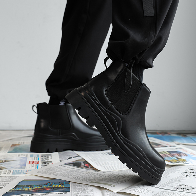 Classic Fashion Fur Warm Men Green Sole Round Toe Autumn Winter Comfort Boots Thick Soled Genuine Leather Outdoor Shoes 2685 d
