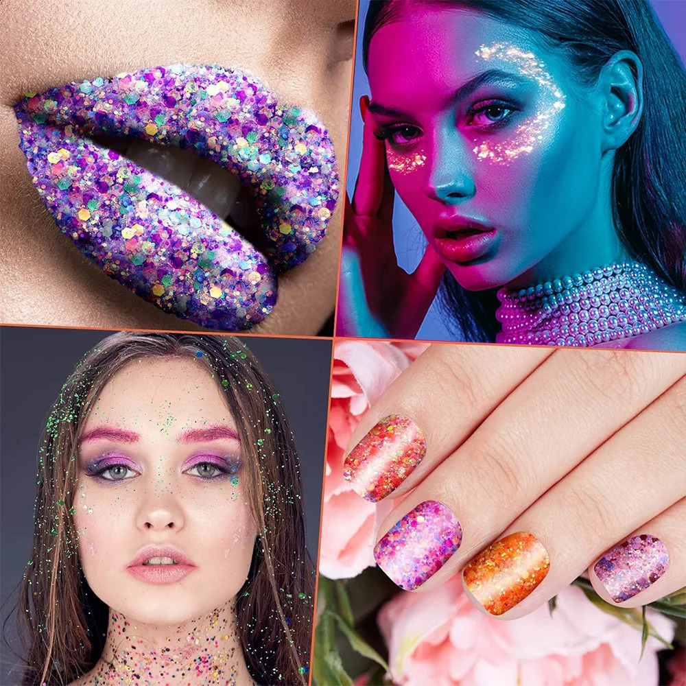24 pieces of glitter makeup luminous body glitter gel UV glitter used for holiday party Halloween bar makeup 240829
