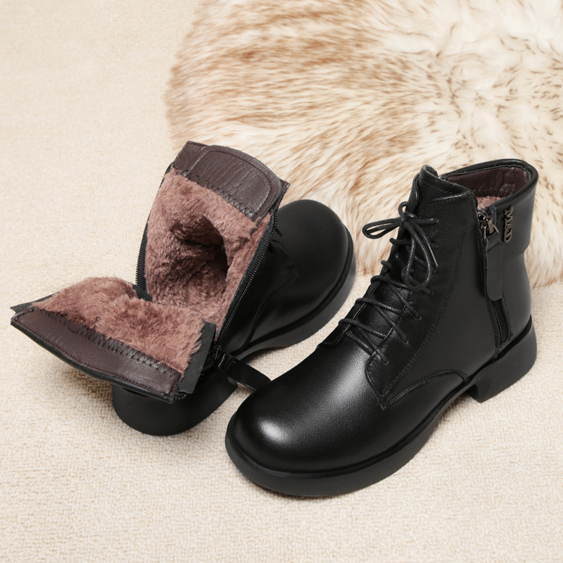 AIYUQI Marton Boots Women Winter 2024 New Genuine Leather Women Ankle Boots Large Size Wool Warm Snow Boots Women