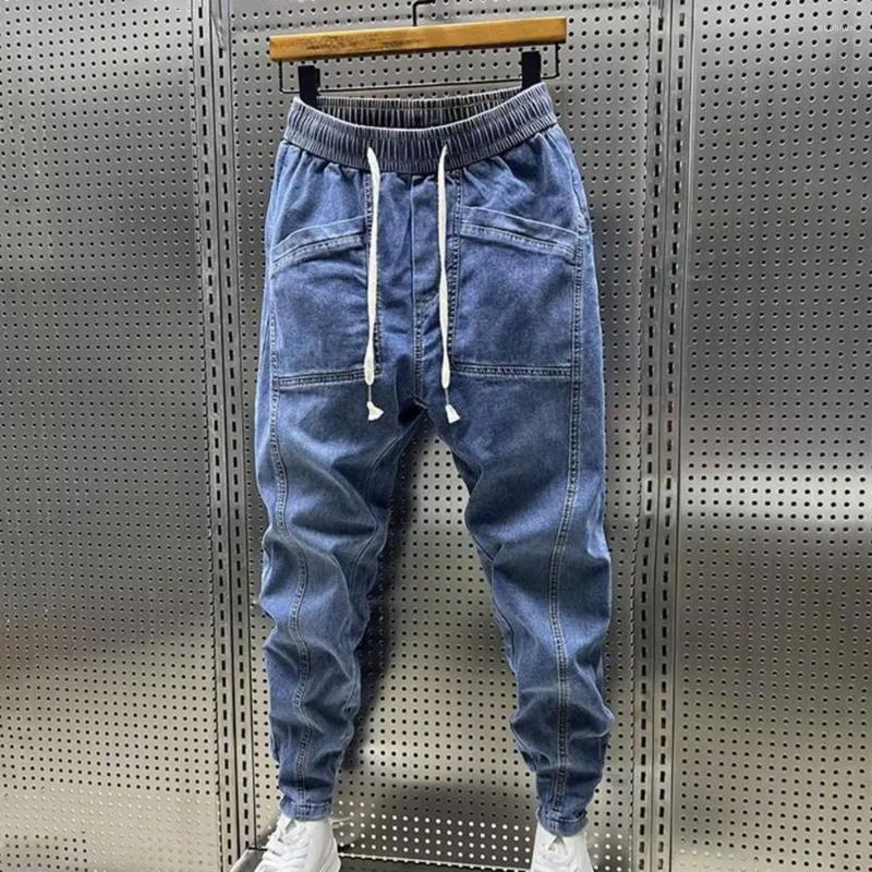 2025 S Fashion Designer Men S Jeans Design Denim Pants Elastic Drawstring Waist Cargo With Pockets Casual Spring Autumn Harem Trousers In Solid