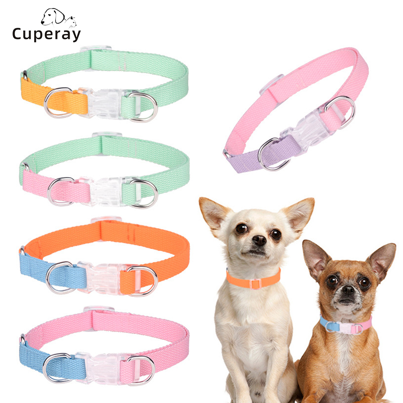 Dog Collars Adjustable Size Pet Items Colorblock Collars Polyester Material Pet Dog Accessories for Small & Medium Dog Products
