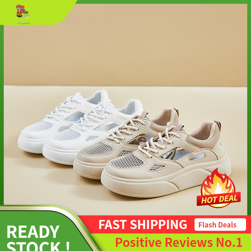 Ddmysports Summer White New Korean Edition Ins Female Students Eight Increasing Breathable Sports Board Trendy Casual Shoes S OUTDOOR