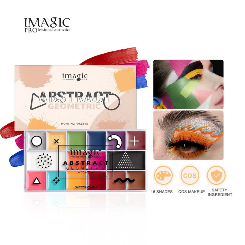 Imagi 16 Color Painting Professional Abstract Palette Suitable for Childrens Halloween/Art Party Fancy Makeup 240829
