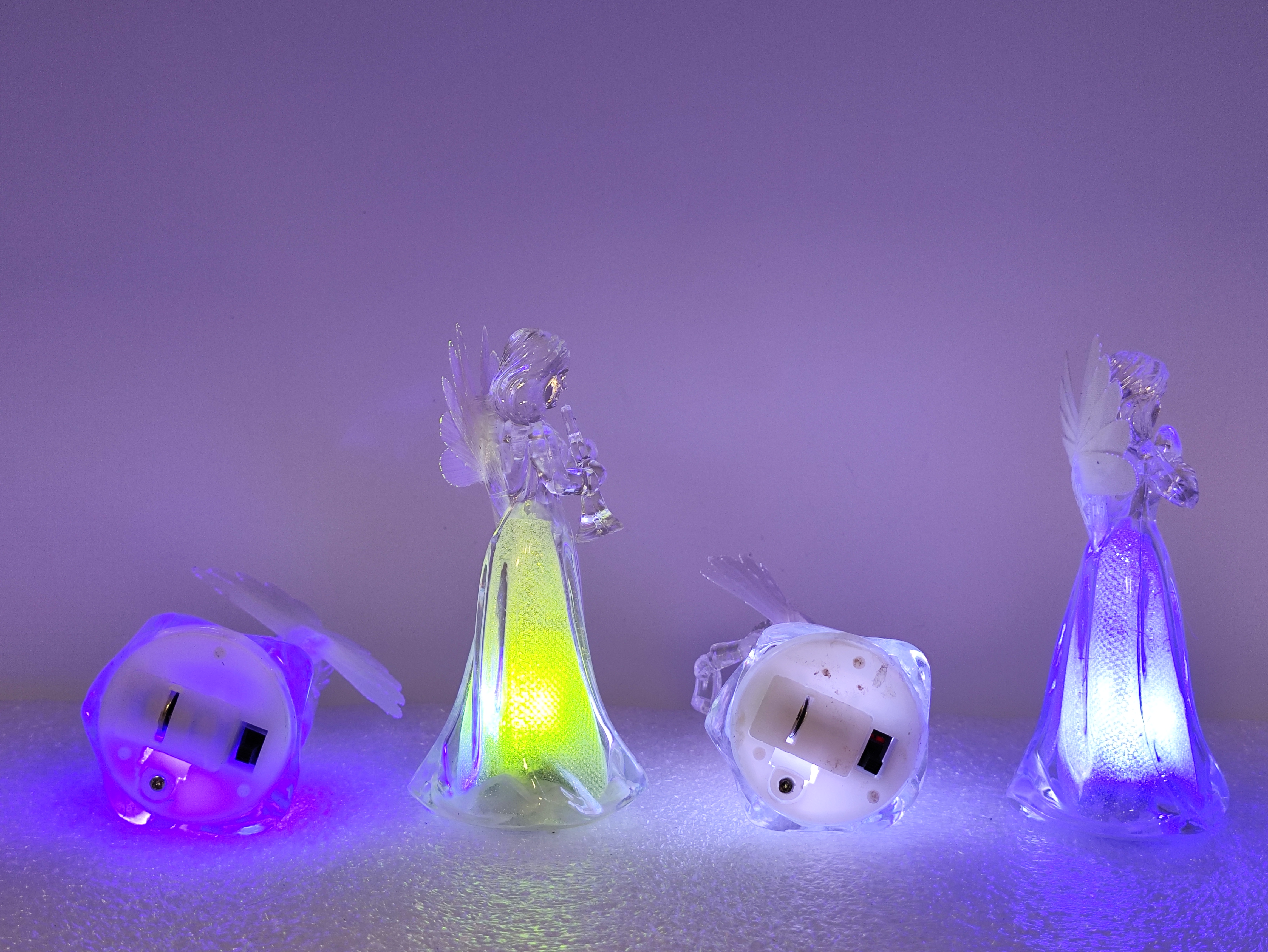 Mini fiber optic angel 4-piece Christmas gift LED light ornament PS material