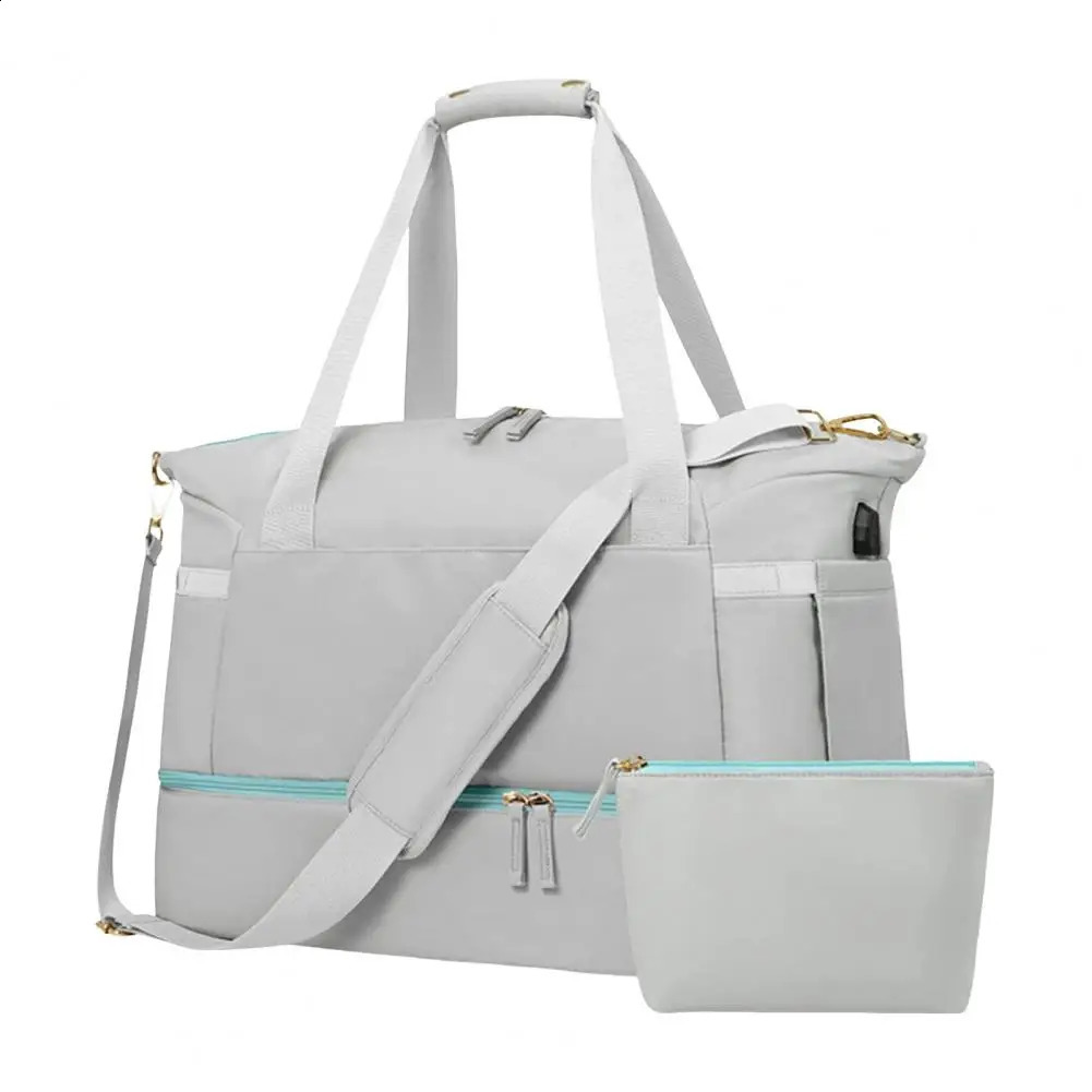 Ship from US Weekender Bag with Shoe Compartment Waterproof Wet Dry Separation Travel Bags Usb Charging for Yoga 250228FBB