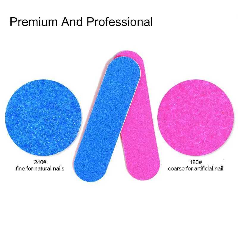 Blue/Rose Red Mini Double sided Nail File Sandpaper Disposable Nail Equipment Accessories Buffer Files Handmade Nail Art Tools W240829