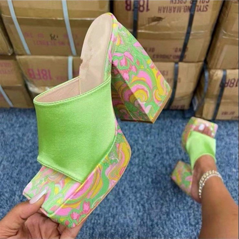 Quality Platform Chunky High New Heels Sandals Women Summer Thick Heeled Beach Slippers Woman Plus Size 43 Outdoor Slides Flip Ps 0684
