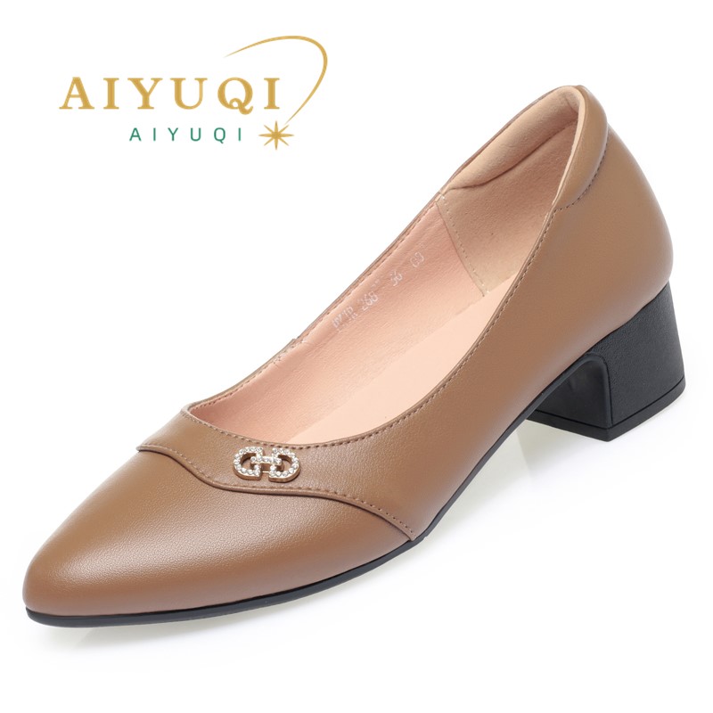 AIYUQI Women's Dress Shoes Spring 2024 New Genuine Leather Women's Office Shoes Large Size Ladies Shoes