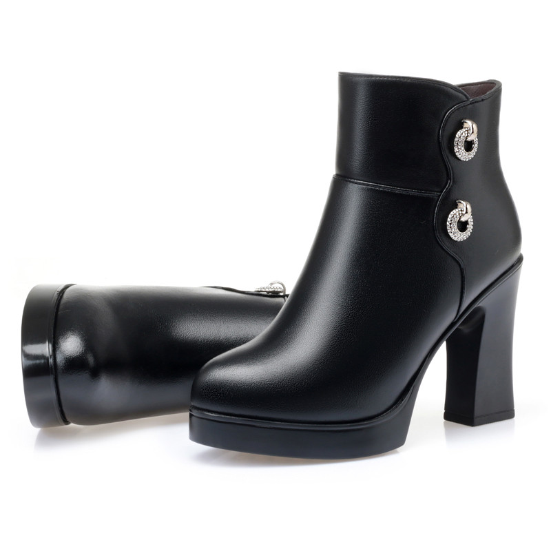 AIYUQI 2024 Latest Women Winter Boots Winter High Heel Ankle Boots Women Warm Wool Platform Women's Fashion Boots Shoes