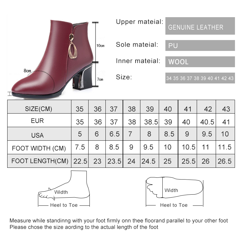 AIYUQI Women winter shoes Women Winter Boots Pointed Genuine Leather High-Heel Women's Dress Boots Large Size