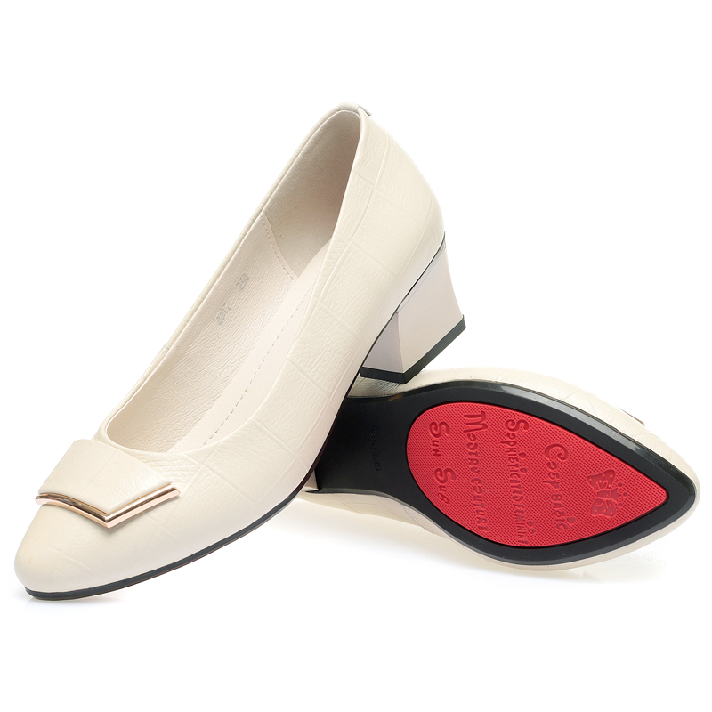 AIYUQI Dress Shoes Women Genuine Leather Large Size Mid Heel Women Spring Shoes Fashion Red Office Work Shoes Women