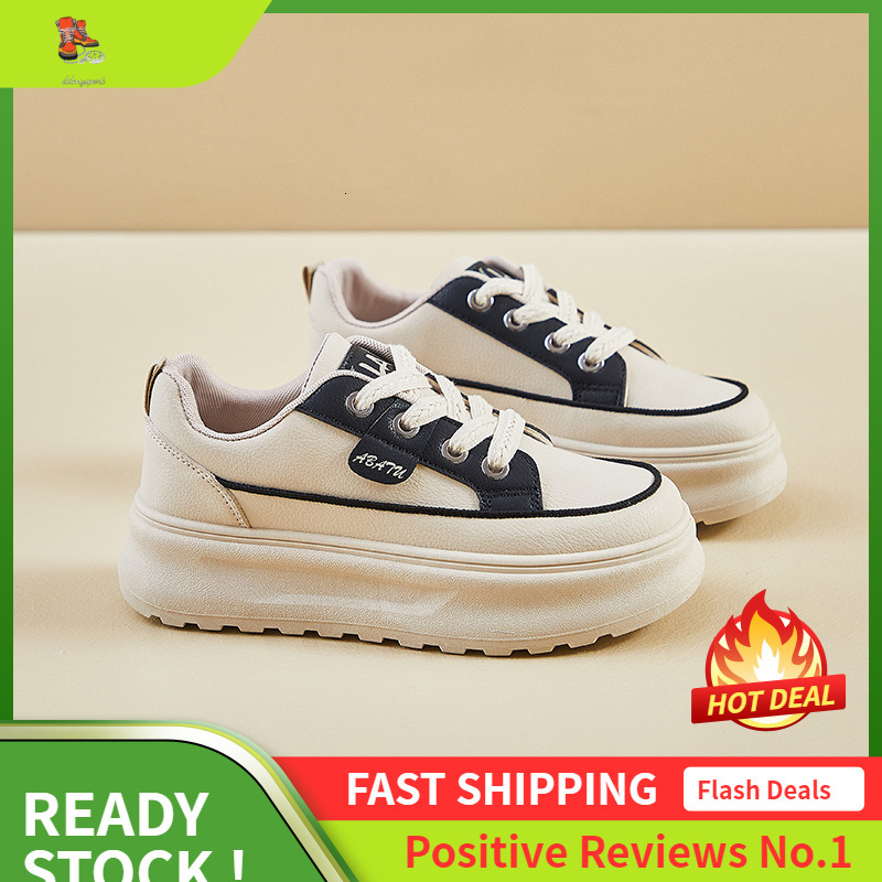 Ddmysports Autumn White New Korean Version Ins Female Student Thick Soled Height Increasing Sports Board Casual Shoes ZY OUTDOOR