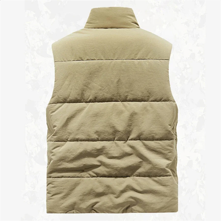Fashion Men Cargo Vest Winter Thick Fleece Warm Sleeveless Sport Jacket Solid Color Tactical Coat Men Pockets Work Waistcoat 240829