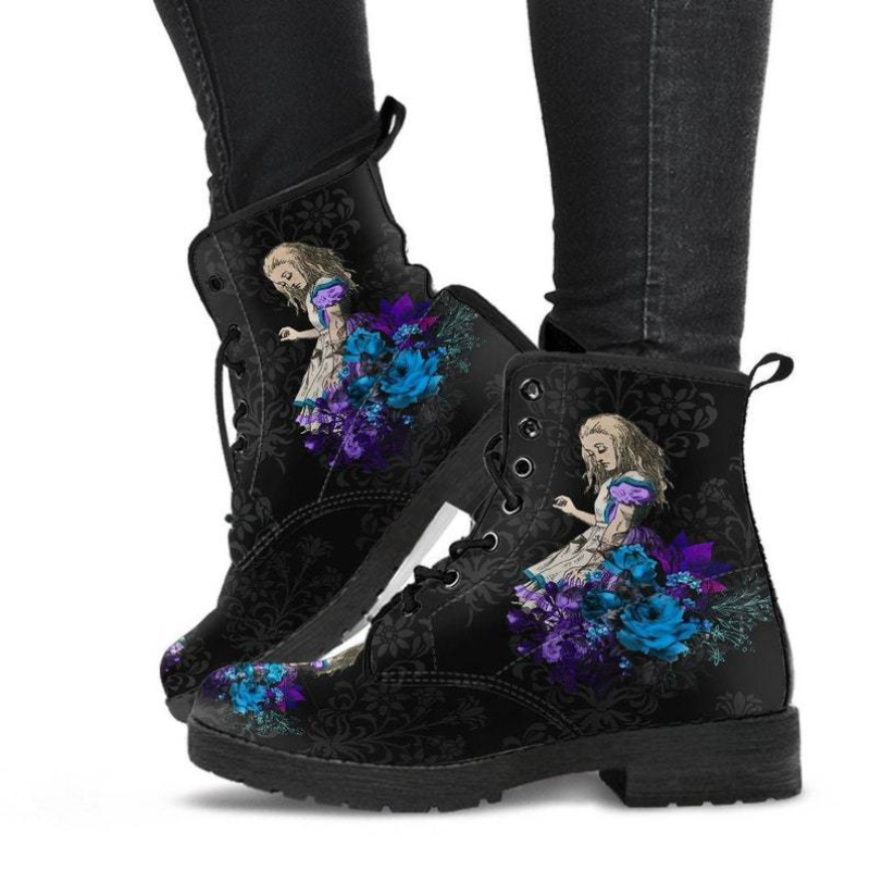 Autumn Women's Short British Style Toog Skull Print wer High-top Ladies Ankle Boots Vintage Botte Femme Hiver e3be