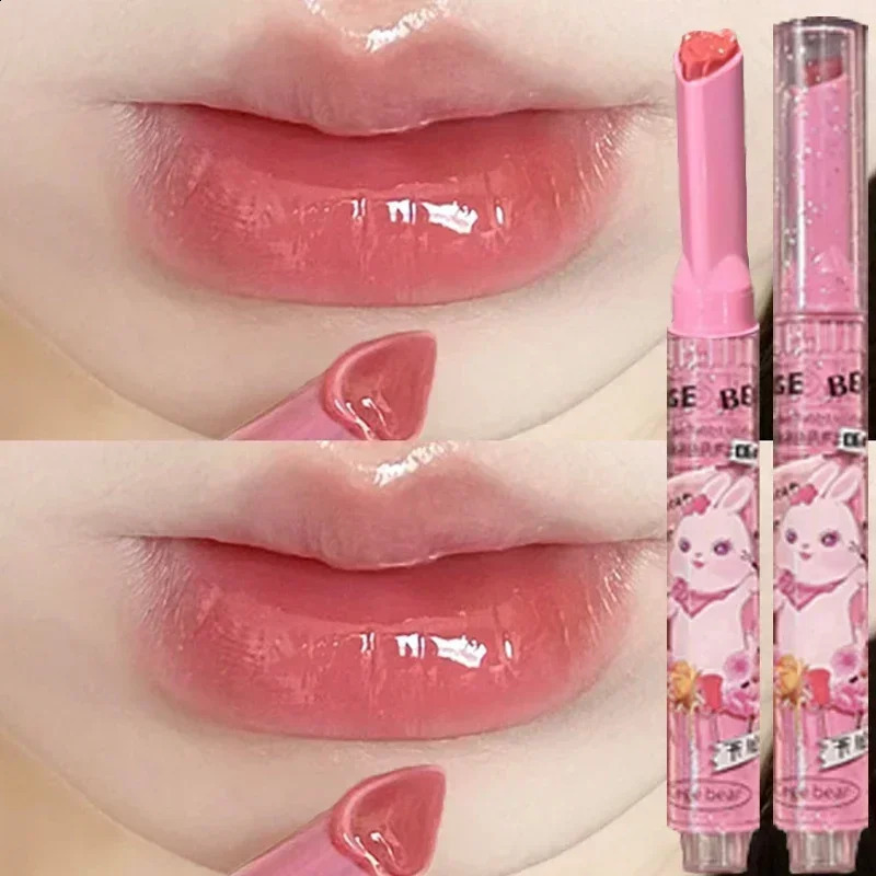 Waterproof transparent jelly heart-shaped lip gloss long-lasting non stick cup water gloss mirror lipstick pen cosmetics 240829