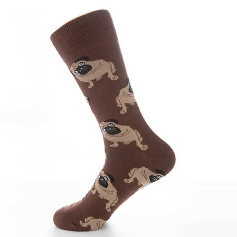 Men's Socks 5 pairs of socks plus size autumn and winter new colorful dog socks mens mid-tube casual cotton socks wholesale Y240830ZUJS