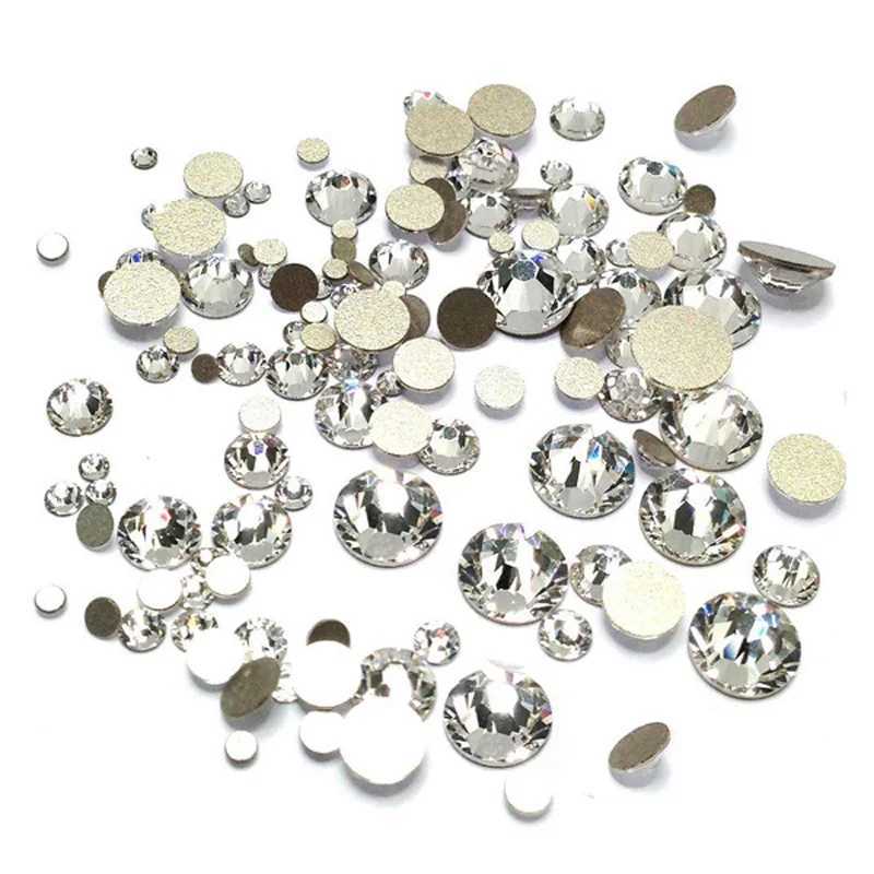 Mixed size SS3-SS10 1440PCS nail art Rhinestone crystal color flat back without repair stone diamonds for 3D nail decoration W240829